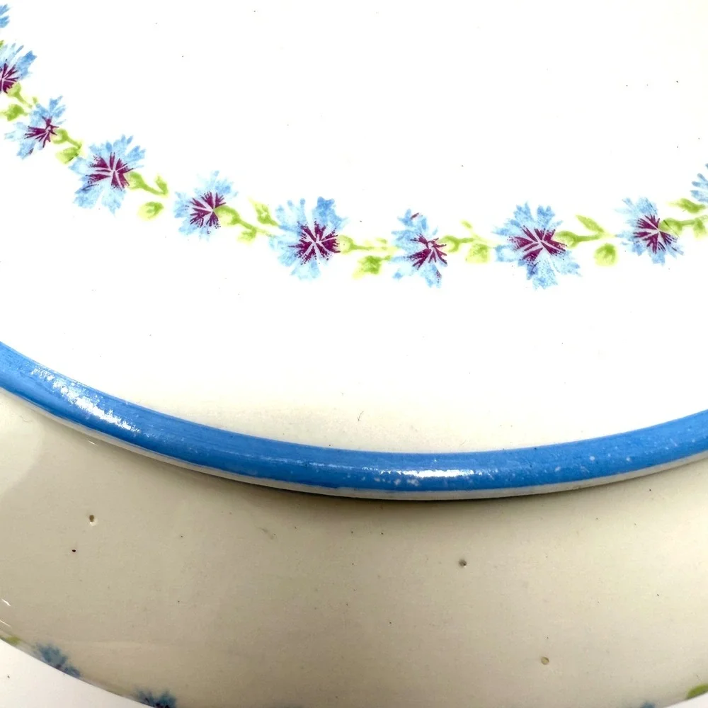 Canonsburg Pottery Bonnie Blue Covered‎ Vegetable Casserole Dish Floral Blue Rim